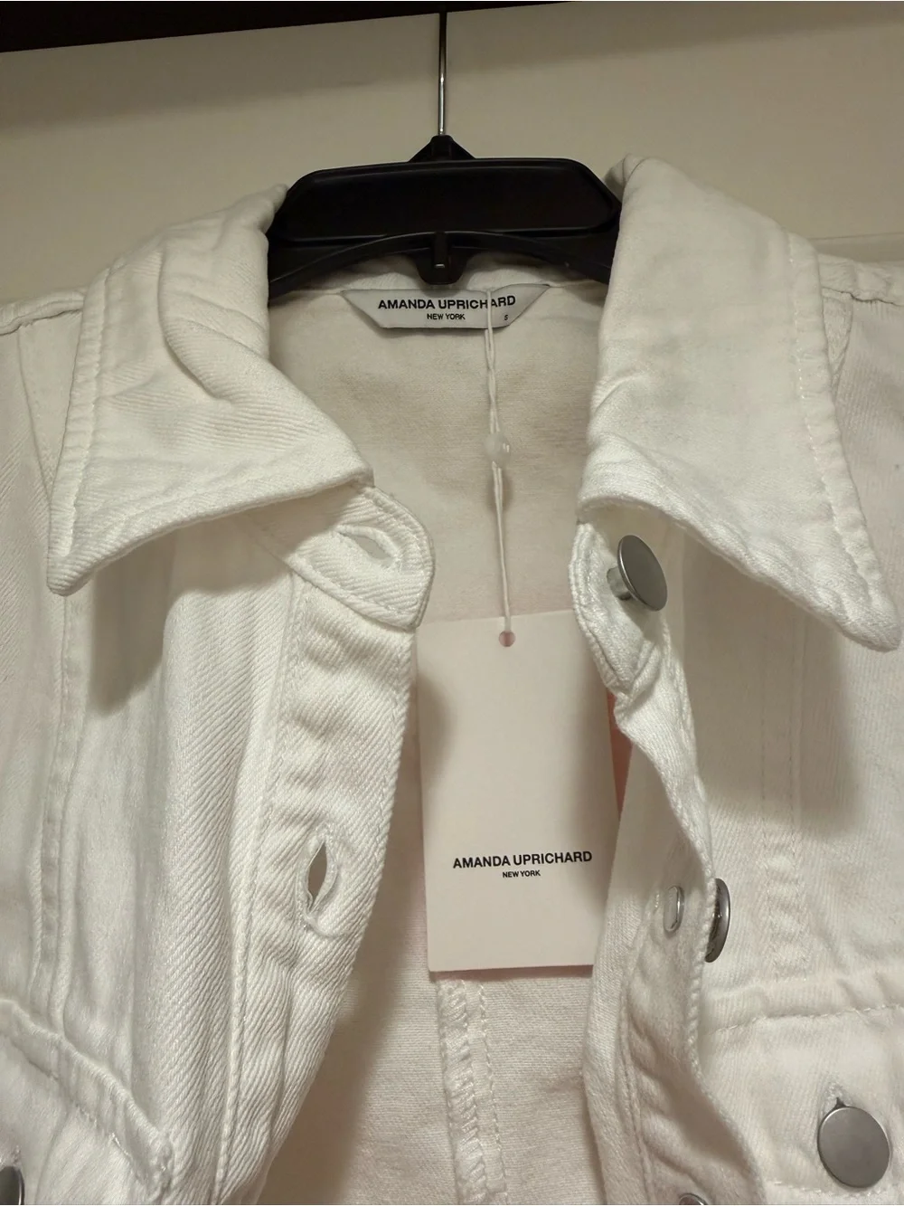 Greyson white denim button down romper